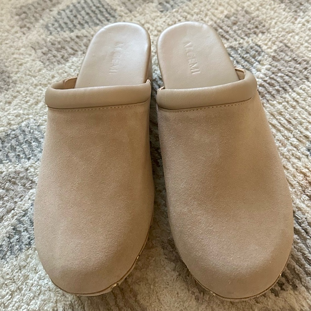 M. Gemi suede leather platform clogs